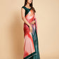 Sangria Peach-Coloured & Blue Satin Ready to Wear Saree | Swadesiicart