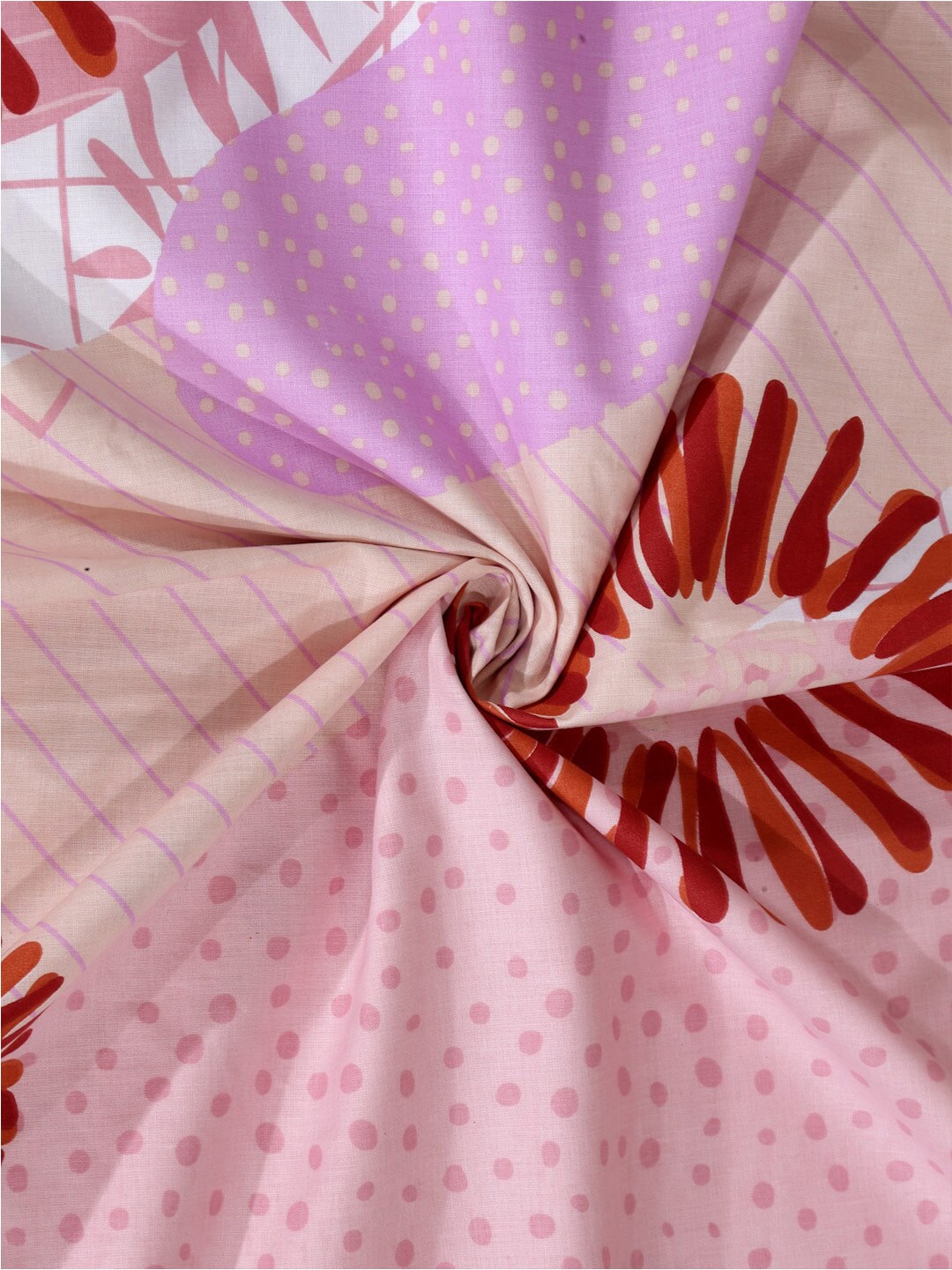 BOMBAY DYEING Serenita Pink Printed Cotton 144 TC Queen Bedsheet with 2 Pillow Covers - Swadesiicart