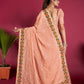 Vamsee Peach Georgette Designer Saree - Swadesiicart