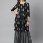 Kalini Women Black Ethnic Motifs Printed Kurta with Sharara | Swadesiicart