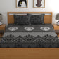 Dreamscape Grey & Black Ethnic Motifs 144 TC Bedsheet with Pillow Covers - Swadesiicart