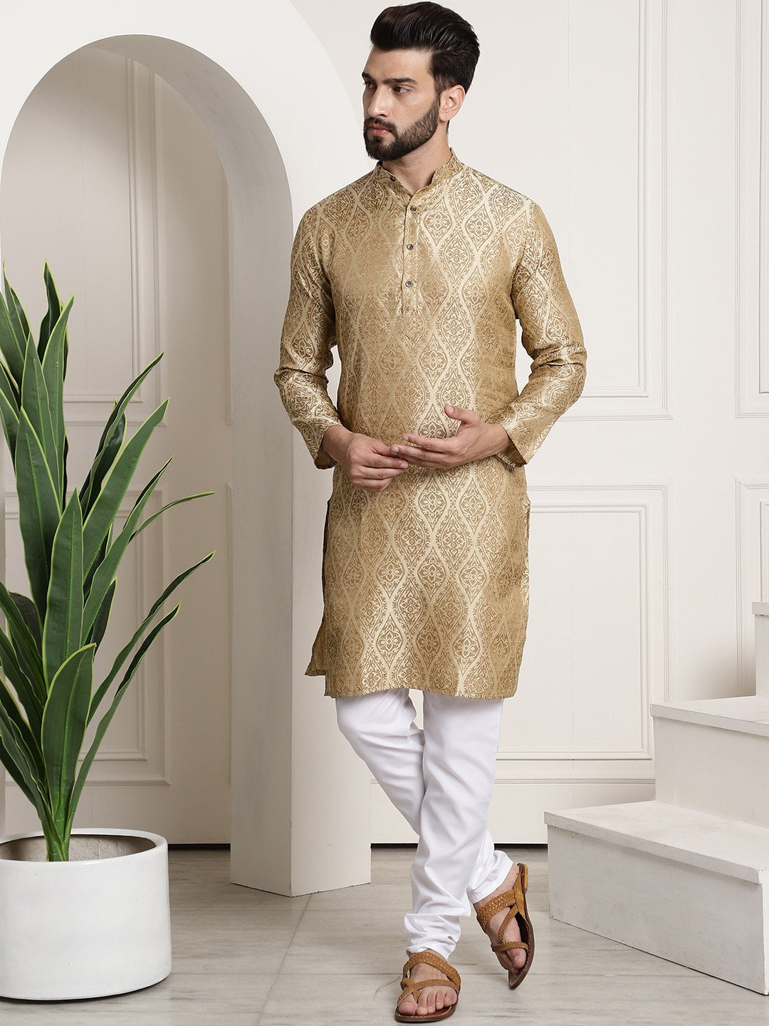 Sojanya Ethnic Motifs Woven Design Regular Kurta With Churidar | Swadesiicart