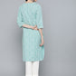 HERE&NOW Women Green & White Bandhani Print Straight Kurta - Swadesiicart