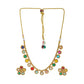Multi Colored Stone in Gold Choker with Earrings (Multi Color) - Ruby Raang | Swadesiicart