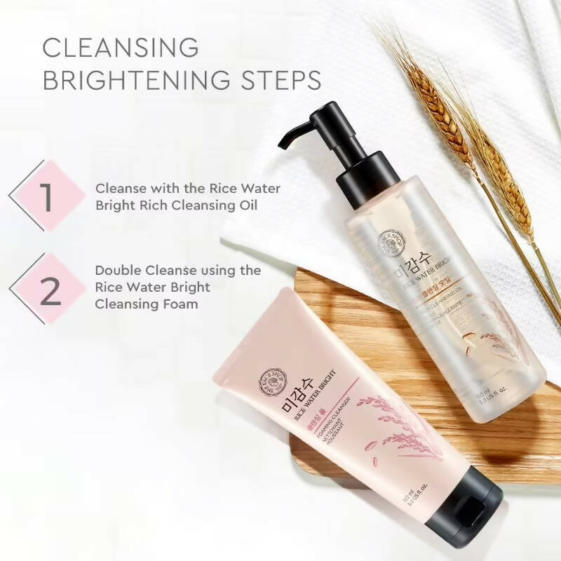 The Face Shop Rice Water Bright Light Cleansing Oil - Korean Skincare | Swadesiicart