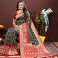 Lorenvalley Fashion Green & Red Patola Silk Woven Design Meenakari Weaving Saree - Swadesiicart