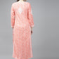ADA Women Peach-Coloured & White Ethnic Motifs Chikankari Cotton Handloom Kurta | Swadesiicart