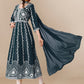 HERE&NOW Teal & White Ethnic Motifs Embroidered Chikankari Kurta & Dupatta | Swadesiicart