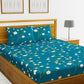 BIANCA Blue & Green Floral Printed 152 TC Cotton 110 GSM Micro-Peached King Bedsheet With 2 Pillow Cover - Swadesiicart