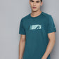 Alcis Men Teal Printed Slim Fit Running T-shirt | Swadesiicart