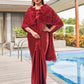Tikhi Imli Party Satin Saree With Sequined Cape | Swadesiicart
