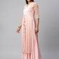 Ahalyaa Women Pink Crepe & Net Foil Print Dress | Swadesiicart