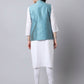 Even Apparels Blue Bansari Silk Open Front Gillet | Swadesiicart