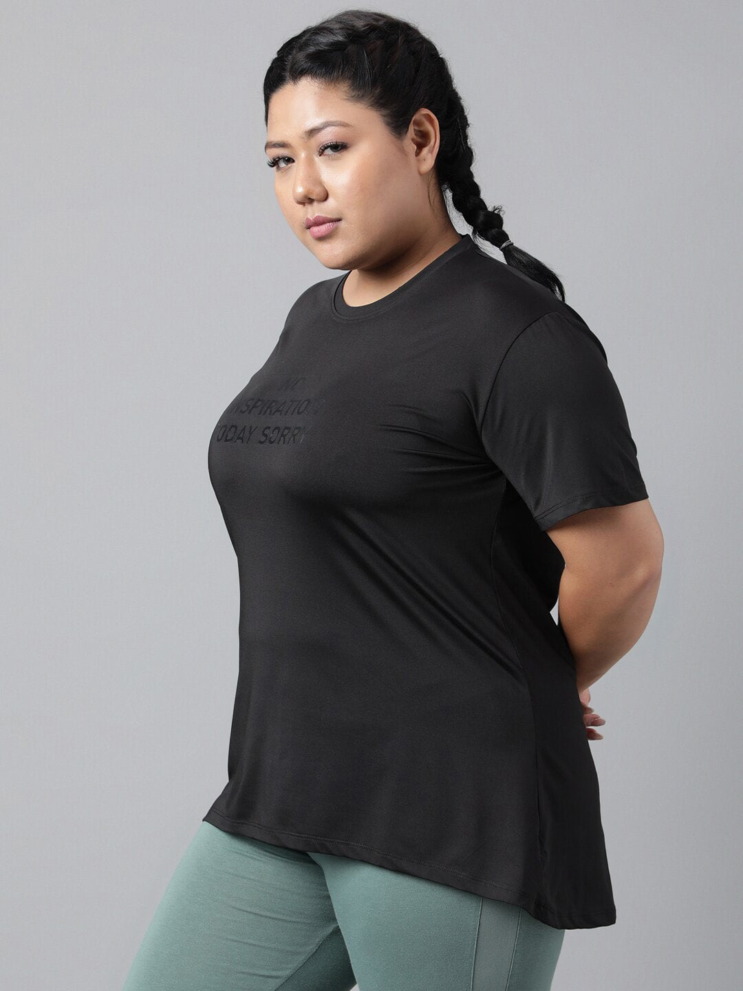 MKH Plus Size Typography Printed Dri-FIT Relaxed Fit Drop-Shoulder Sleeves Gym T-shirt - Swadesiicart