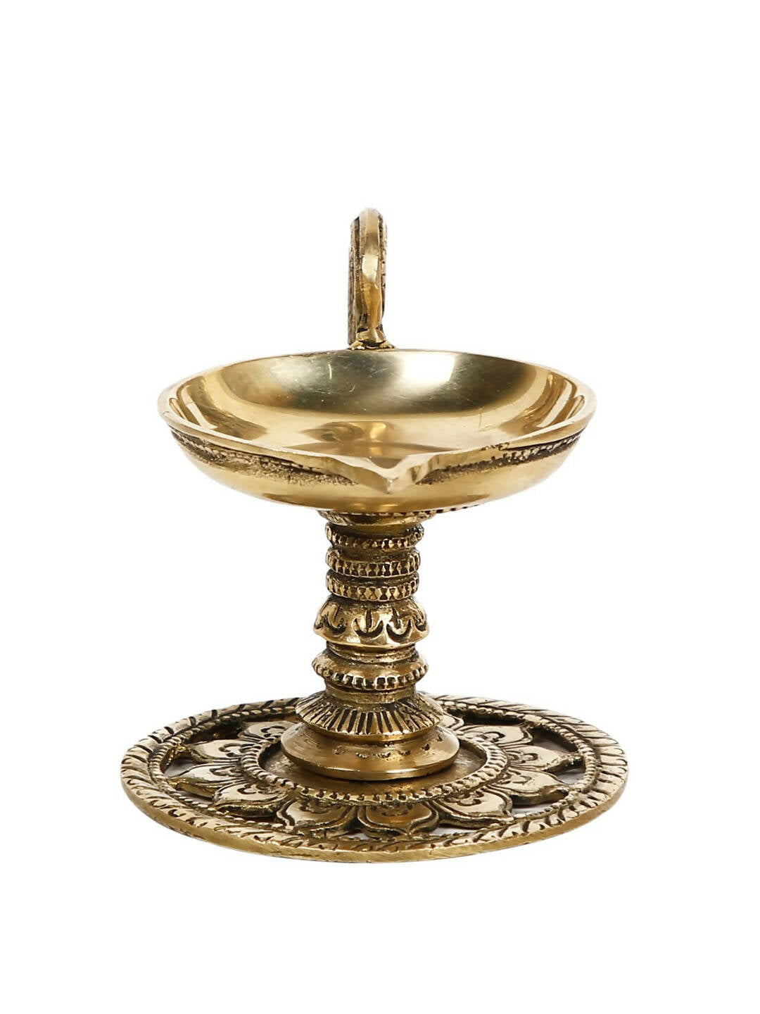 CraftVatika Gold-Toned Handmade Oil Lamp Showpiece | Swadesiicart