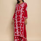 HOUSE OF KARI Floral Embroidered Chikankari Cotton A-Line Kurta | Swadesiicart