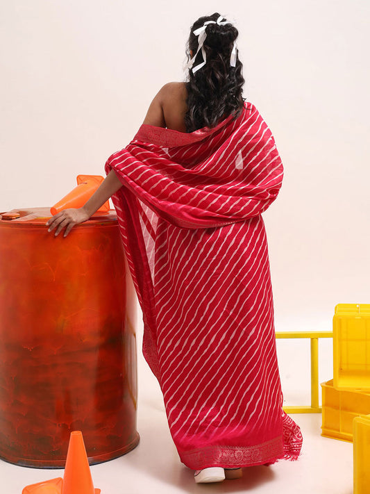 Tikhi Imli Leheriya Jute Silk Ready to Wear Saree | Swadesiicart
