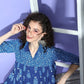 Ahalyaa Blue Pure Cotton Tunic & Palazzos Ethnic Co-Ords - Swadesiicart
