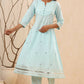 Juniper Women Skyblue Cambric Gotta Work Straight Kurta Sets - Swadesiicart