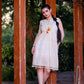 Aayaa Designer Multi Thread Hand Work Khadi Cotton One Piece Dress - Off White