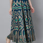Jaipur Kurti Women Turquoise Blue & Gold-Coloured Printed Maxi-Length Skirt | Swadesiicart