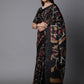 Mitera Black & Green Ethnic Motifs Jute Cotton Banarasi Saree with Matching Blouse | Swadesiicart
