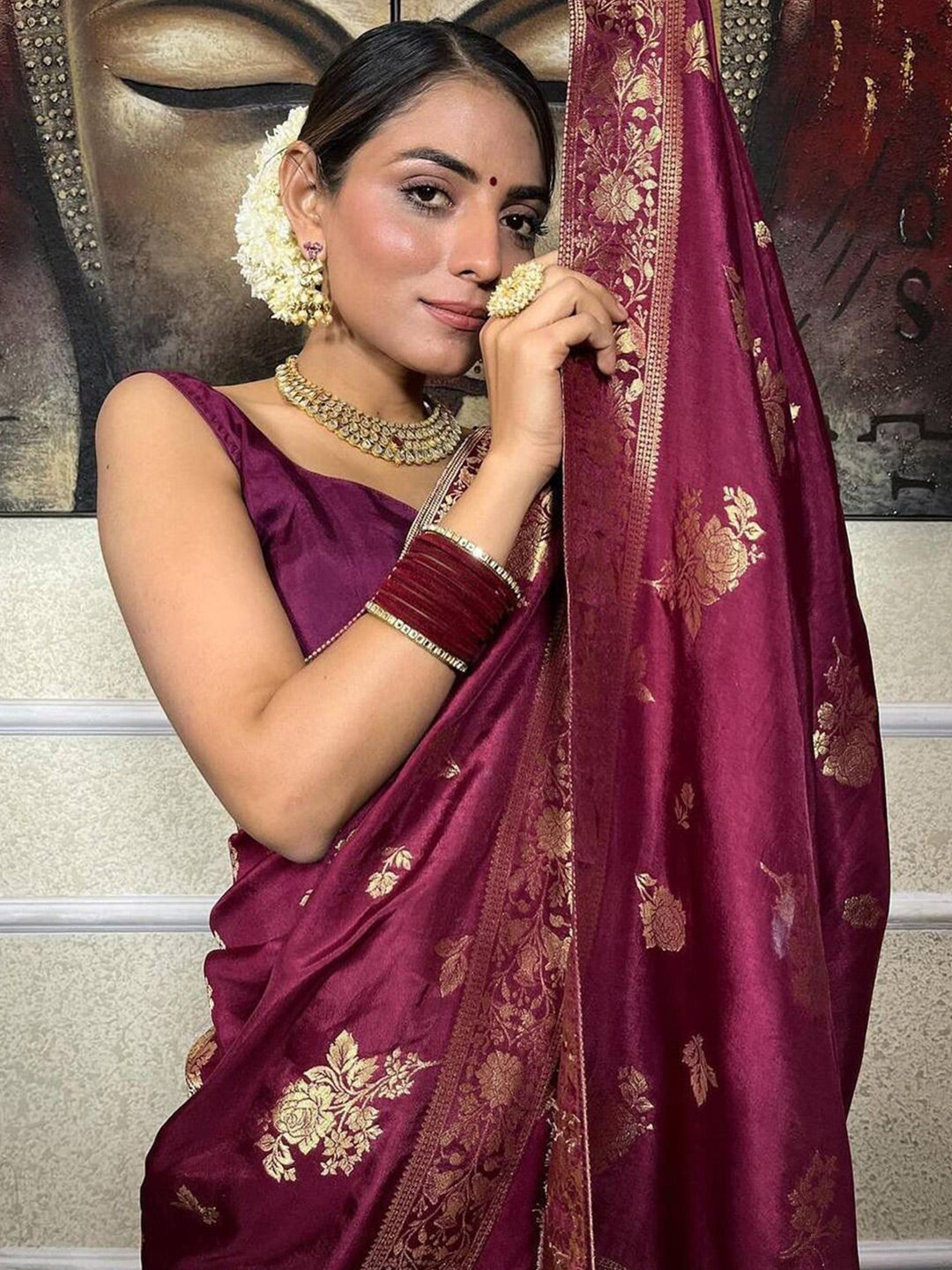 Kalini Woven Design Zari Banarasi Saree | Swadesiicart
