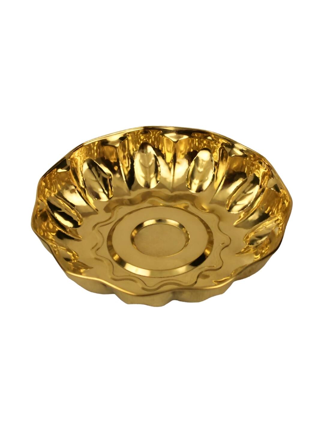 Spillbox Gold Toned Textured Pooja Thali | Swadesiicart
