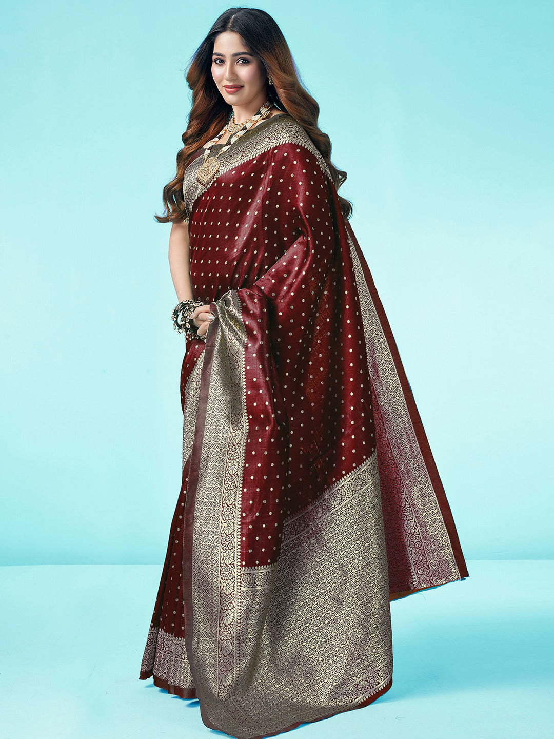 Kalini Ethnic Motifs Zari Art Silk Banarasi Saree | Swadesiicart