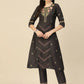 Black Embroidered Chinon Straight Kurta With Trouser & Dupatta - Salimar