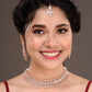 Saraf RS Jewellery Rose Gold-Polished White AD Studded Jewellery Set With Maang Tika - Swadesiicart