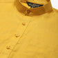 Sojanya Men Mustard Yellow Pure Cotton Kurta with Churidar & Nehru Jacket | Swadesiicart