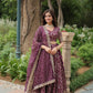 Lorenvalley Wine Pure Viscose Jacquard with Golden Embroidered Sequins work Lehenga Choli | Swadesiicart