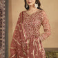 Net Rust Orange Embroidered Festive Gharara Style Suit - Emponline | Swadesiicart