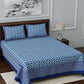 LIVING ROOTS Blue & White Ethnic Motifs 210 TC King Bedsheet With 2 Pillow Covers - Swadesiicart