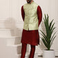 Sojanya Men Maroon Solid Kurta Set & Nehru Jacket | Swadesiicart