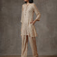 trueBrowns Beige White Printed Silk Co-Ord Set - Swadesiicart