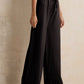trueBrowns Black Woollen Flared Pants | Swadesiicart