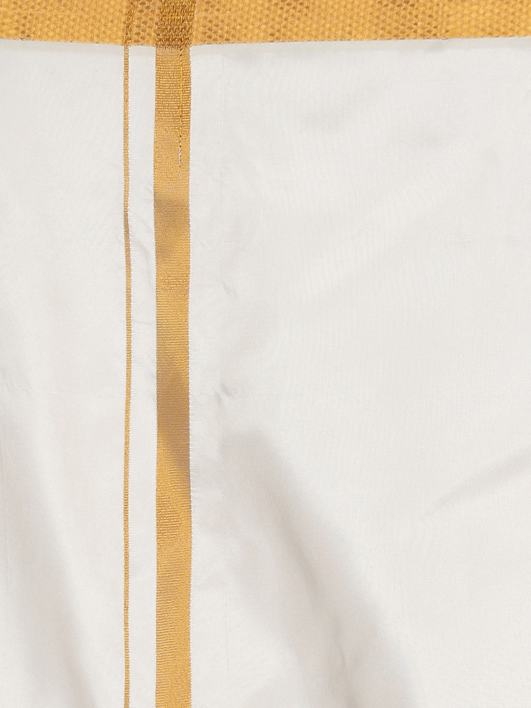 Sethukrishna Men Cream-Coloured Solid Art Silk Dhoti | Swadesiicart