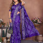 Aastha Fashion Purple Pure Dola Silk Handmade Original Bandhej Saree