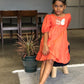 ArthLife Orange Butterfly Embroidered Dress