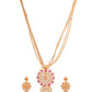 Saraf RS Jewellery Gold-Polished White & Pink American Diamond Studded & Beaded Handcrafted Set - Swadesiicart