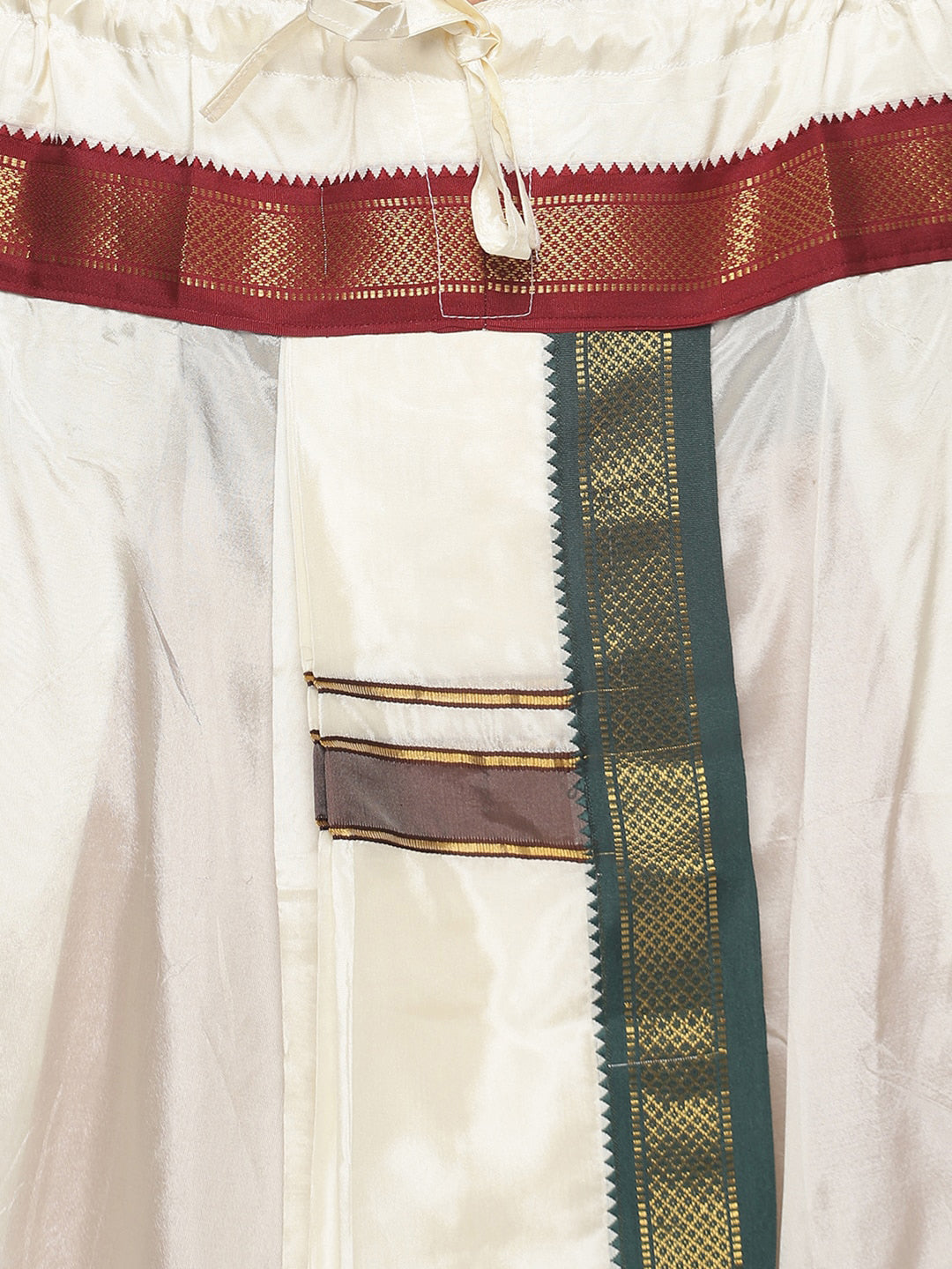 Sethukrishna Men Cream Solid Art Silk Dhotis | Swadesiicart