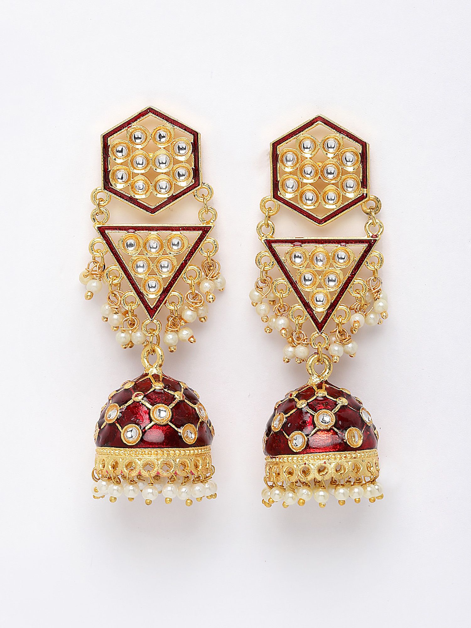 New Partywear Maroon Meenakari Drop Earrings for Womens by House of Ree | Swadesiicart