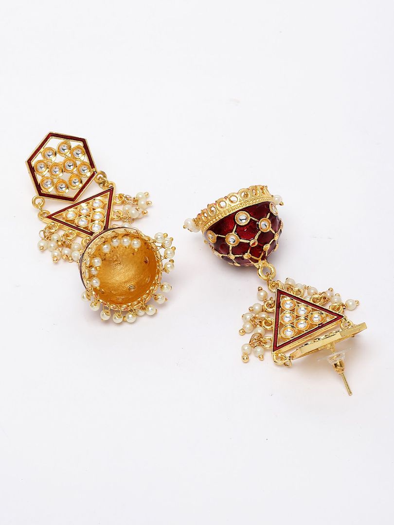 New Partywear Maroon Meenakari Drop Earrings for Womens by House of Ree | Swadesiicart