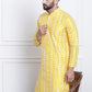 Sojanya Men Yellow & White Ethnic Motifs Embroidered Straight Kurta | Swadesiicart