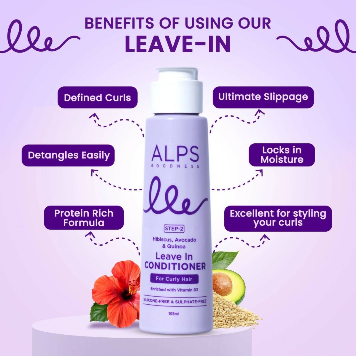 Alps Goodness Hibiscus, Avocado & Quinoa Leave in Conditioner - Swadesiicart