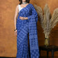 Very Much Indian Handblock Printed Cotton Saree With Natural Dyes - Indigo Blue | Swadesiicart
