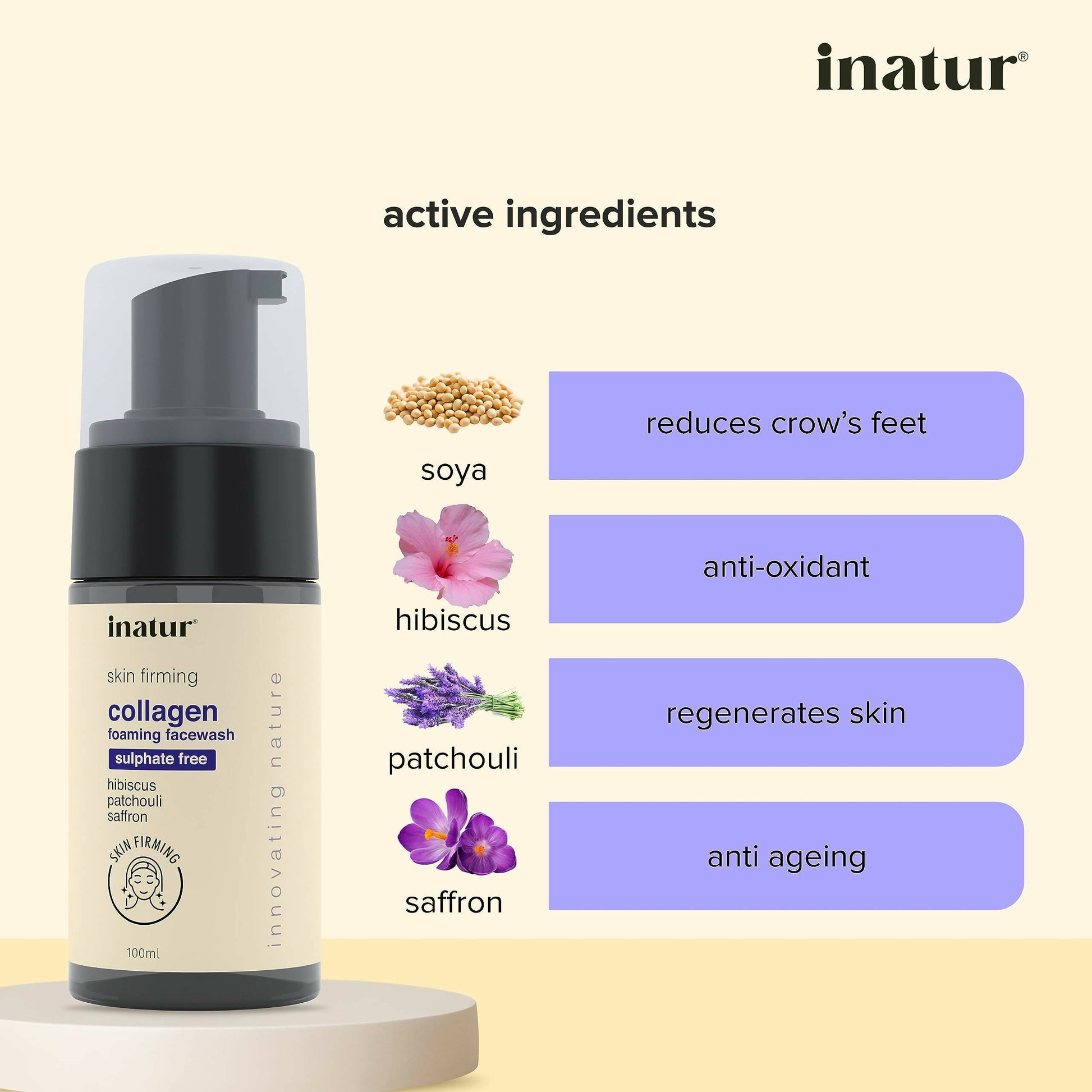 Inatur Collagen Foaming Face Wash - Swadesiicart