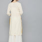 HERE&NOW Women Off-White & Mustard Yellow Geometric Printed Straight Kurta - Swadesiicart